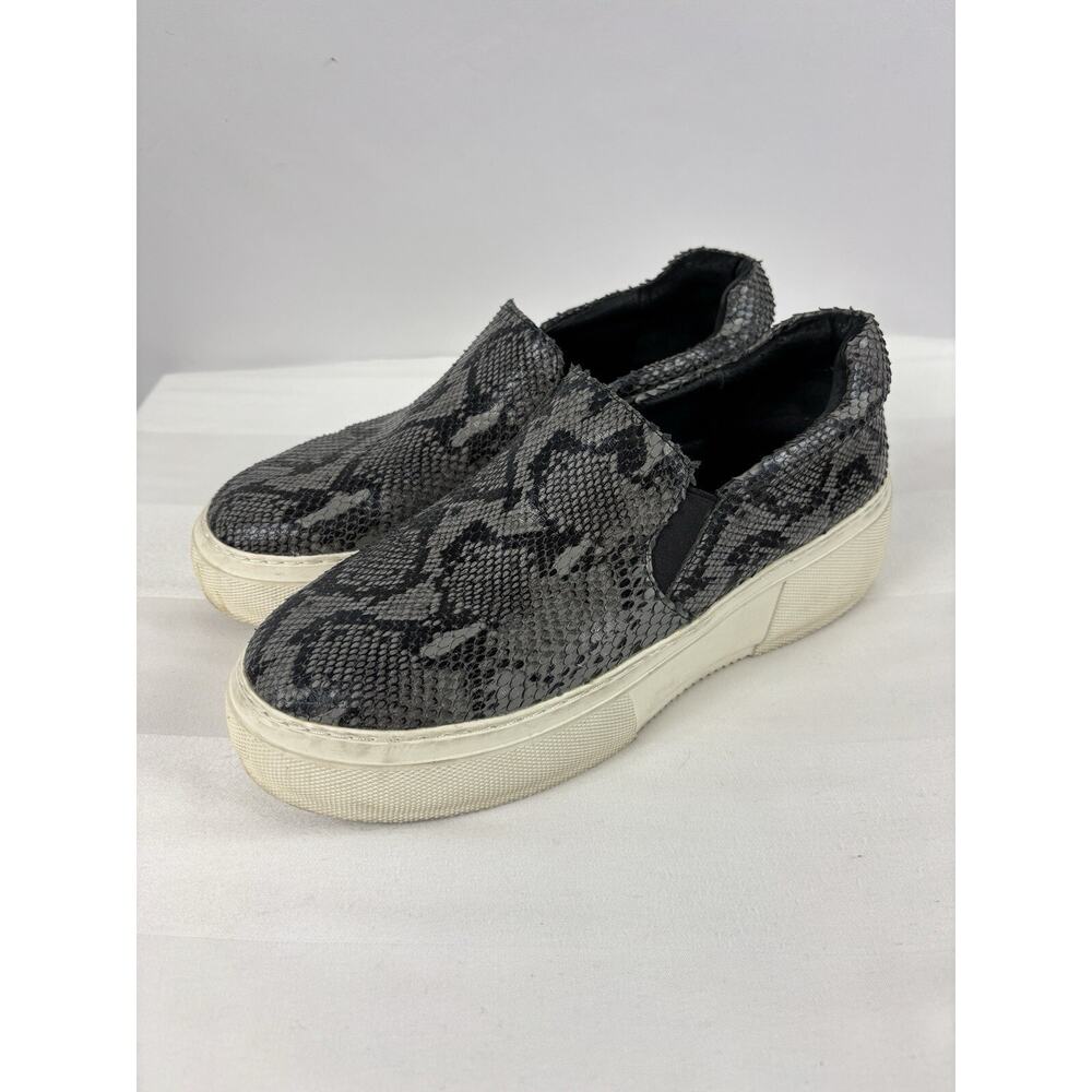 J/Slides Cleo Slip On Platform Sneakers Grey Black Snake Print 8.5